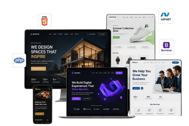 Modern web technologies displayed across digital devices